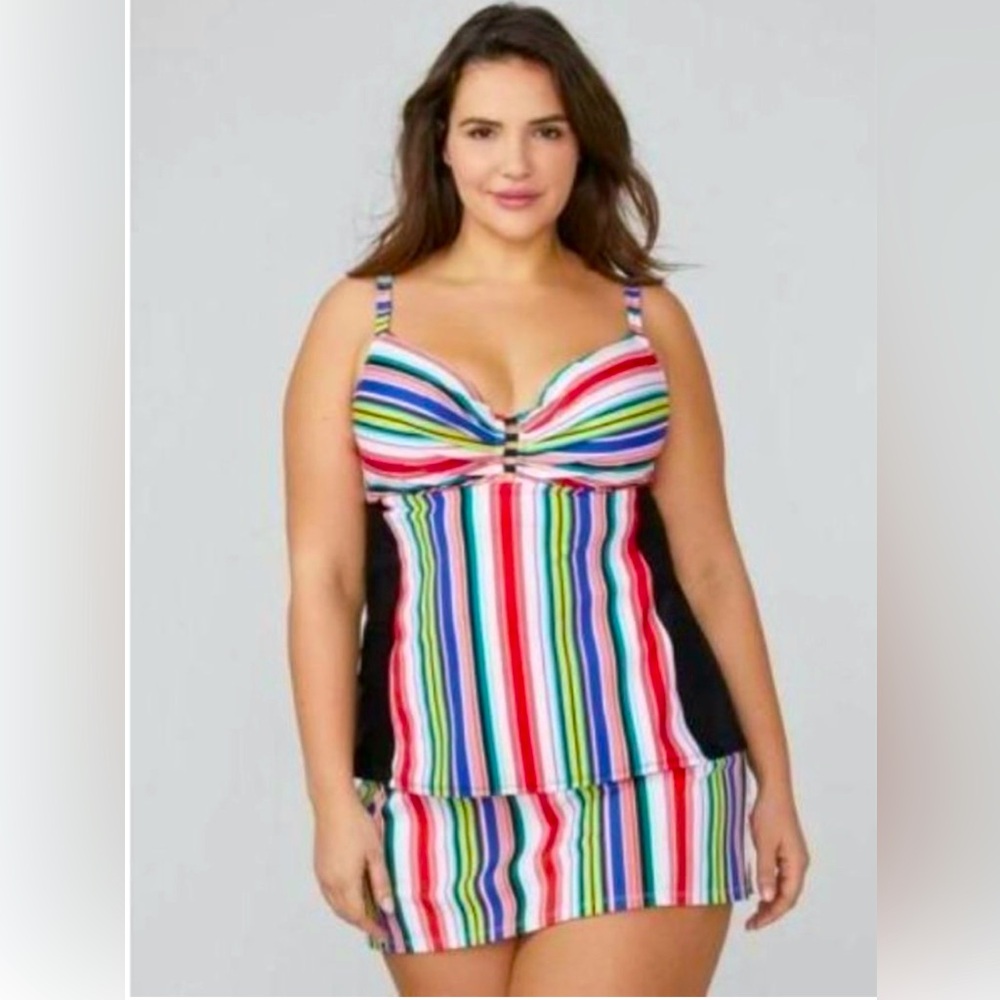 🏝️LB Swim by Cacique 2piece Striped Tankini Swimsuit
